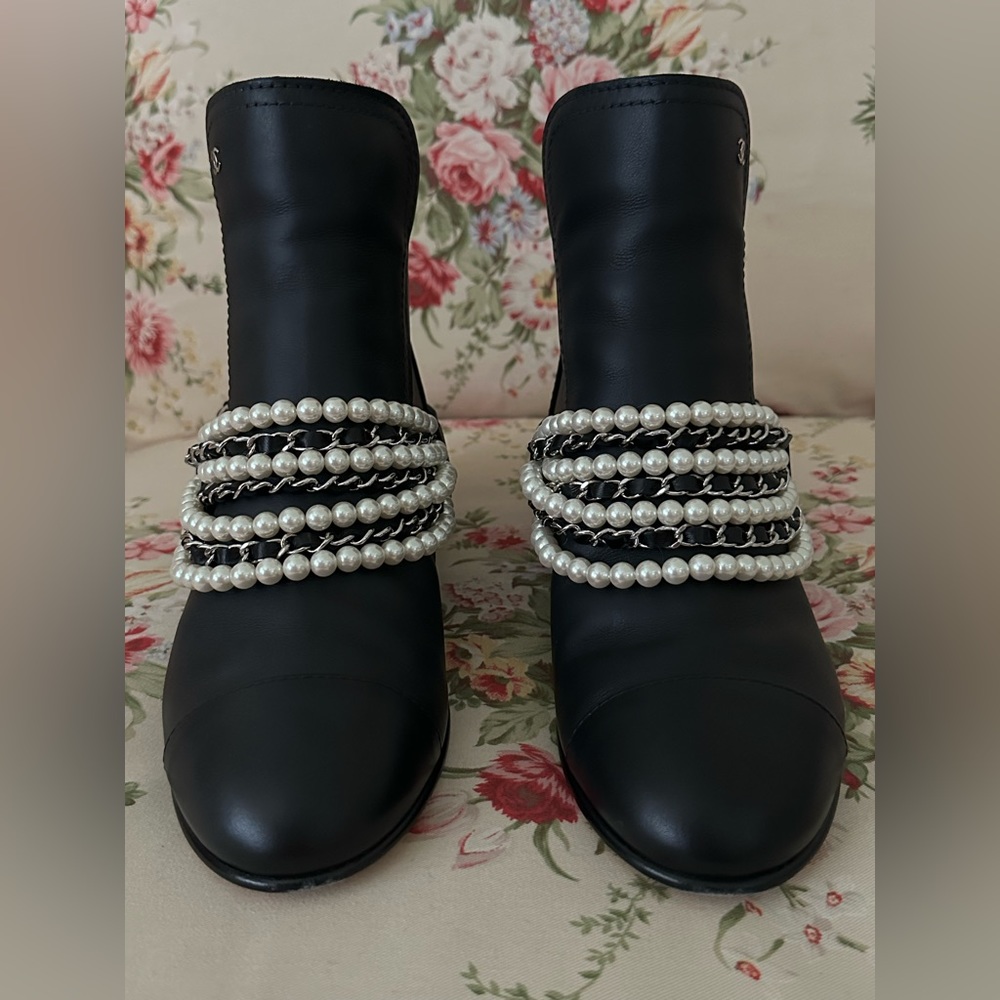 Authentic Chanel Leather Short Boots.
